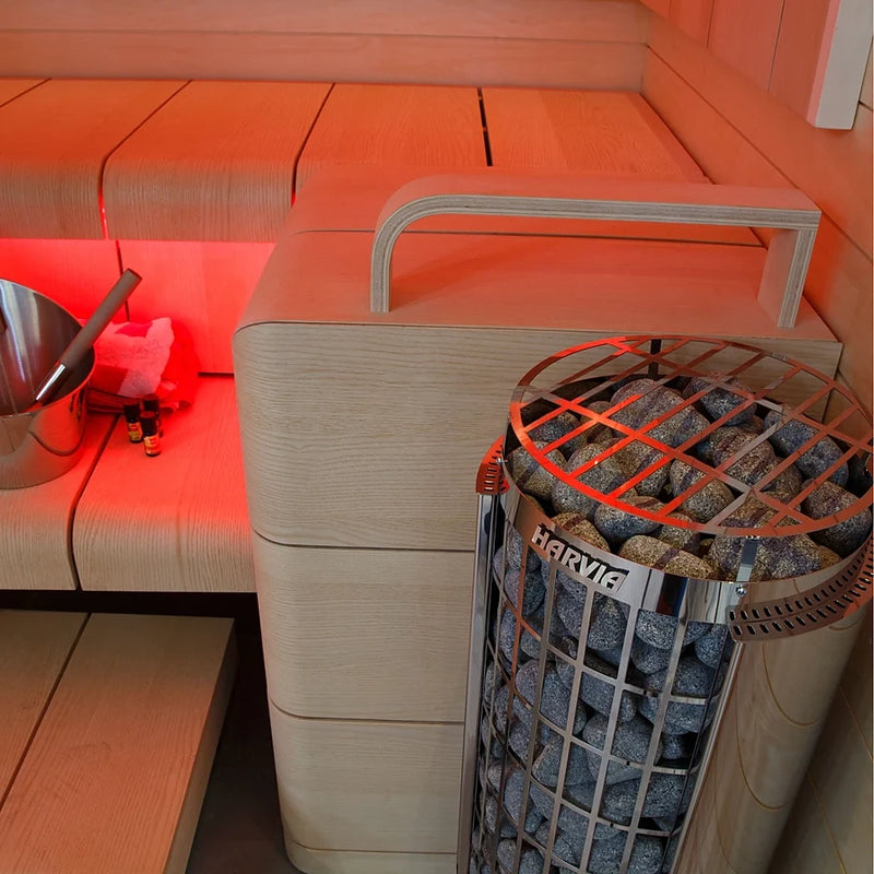 Load image into Gallery viewer, Harvia Cilindro 11kW 3-phase heater installed in a sauna room