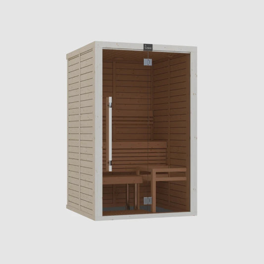 Heritage Sauna® Lux Glass 2-person indoor sauna with full glass front