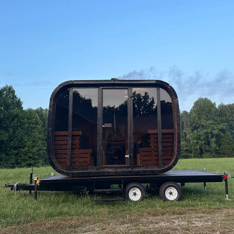 Load image into Gallery viewer, Mobile Lux Halo Sauna Trailer 6-8-Person with HUUM heater