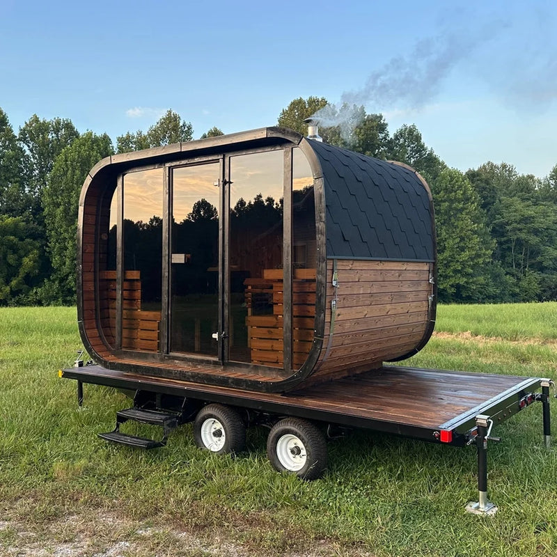 Load image into Gallery viewer, Mobile Lux Halo Sauna Trailer 6-8-Person with HUUM heater