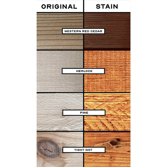 Redwood sauna stain color sample on wood boards
