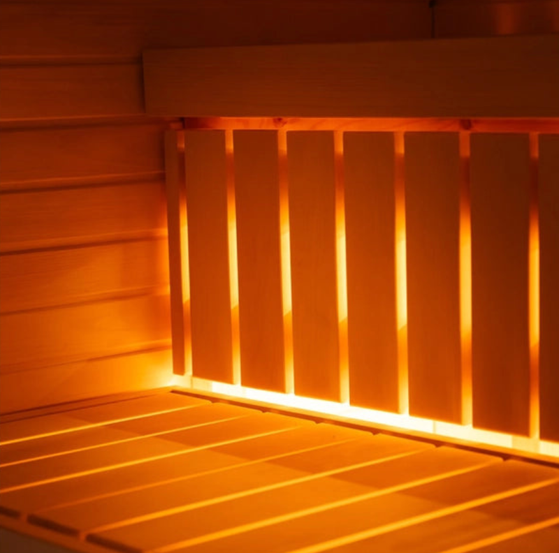 Load image into Gallery viewer, Lux Stromboli outdoor sauna angled view showing dark modern facade