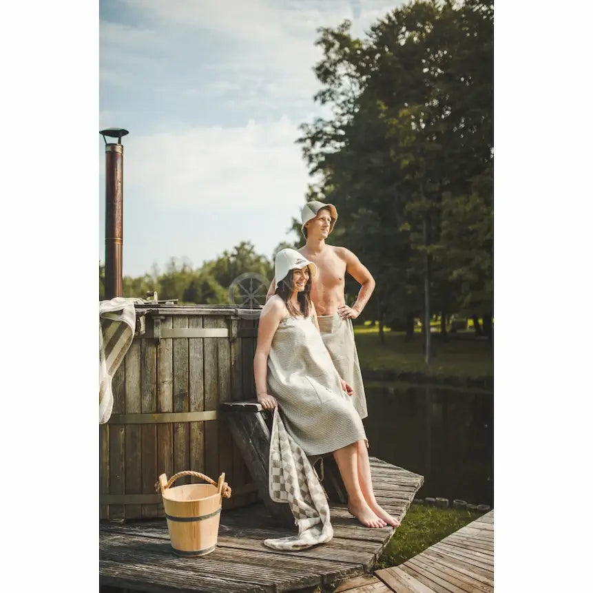 Waffle sauna apron half length (29.5" × 57.1") | Heritage Sauna®
