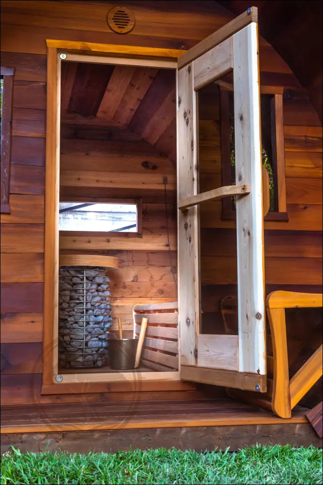Load image into Gallery viewer, Heritage™ 8 People 7’ X 10’ Flat Barrel Sauna Outdoor