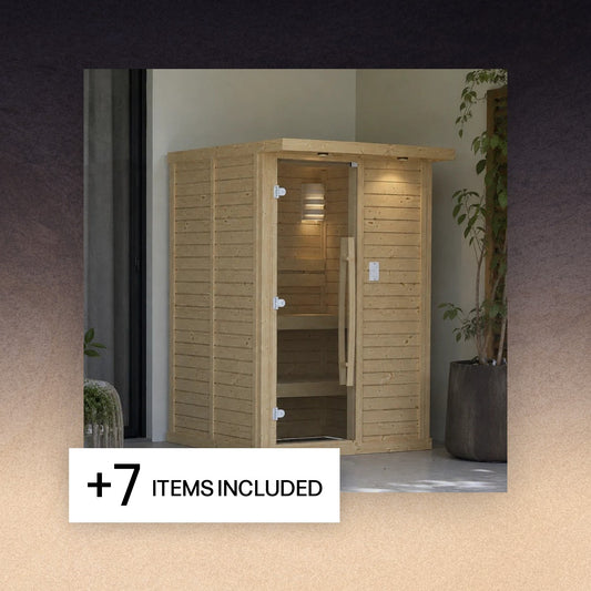 The Essentialist Indoor Bundle: 2 Person Indoor Sauna 1000-A plus 7 items included