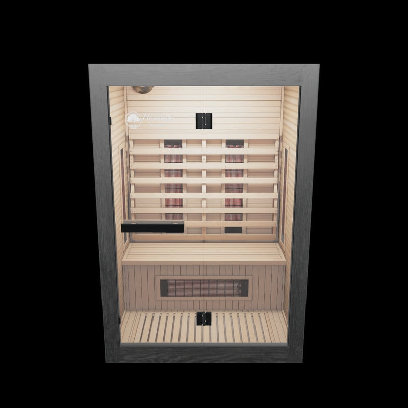 Load 3D model into Gallery viewer, Lux IR Noir 2 Person Indoor Sauna | Heritage Sauna®