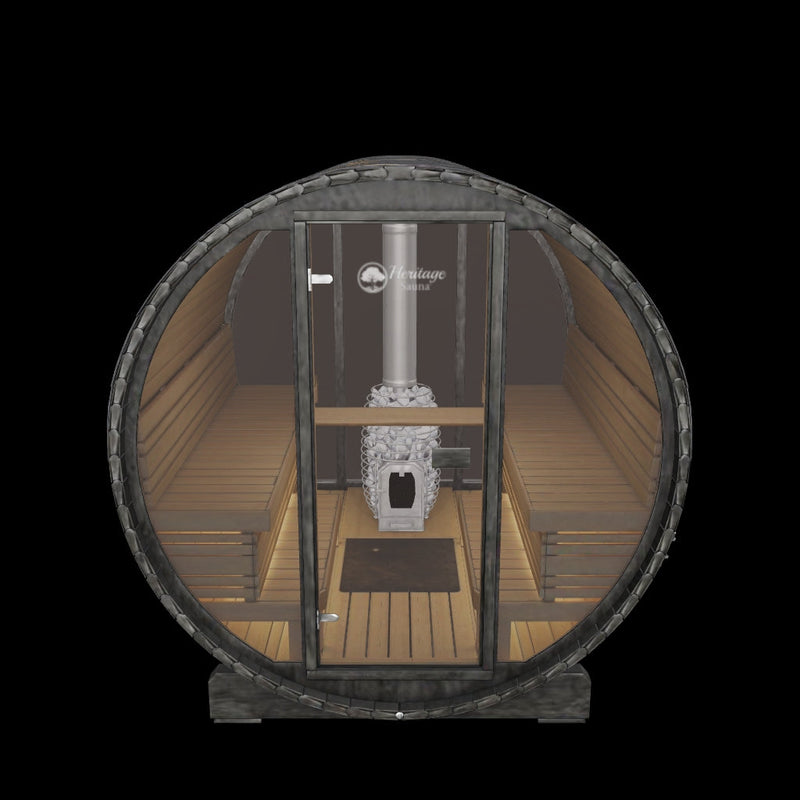 Load 3D model into Gallery viewer, Lux Vulcano 6-Person Barrel Sauna | Heritage Sauna®