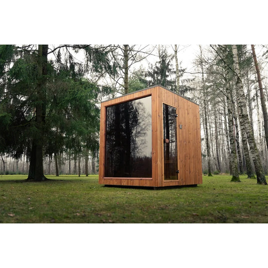 Heritage Lux Dolomiti 4-6 person sauna in a natural outdoor setting