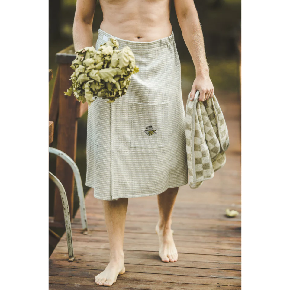 Waffle sauna apron half length (29.5" × 57.1") | Heritage Sauna®