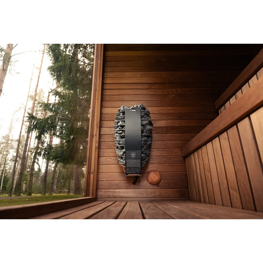 Lux Dolomiti 4-6 person sauna interior with wood benches and heater