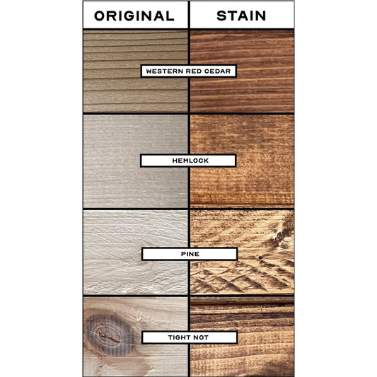 Dark Oak sauna stain color sample on wood boards