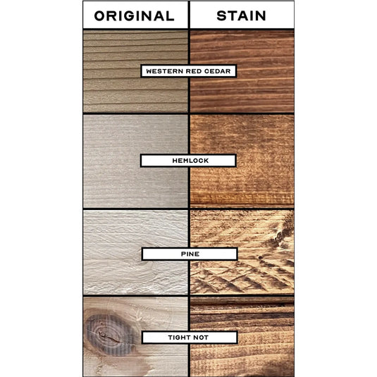 Dark Oak sauna stain color sample on wood boards