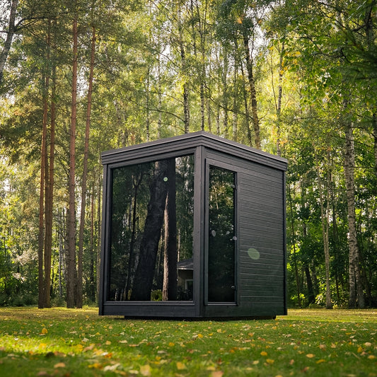 Heritage Sauna Etna 4-6 person outdoor sauna, front exterior view