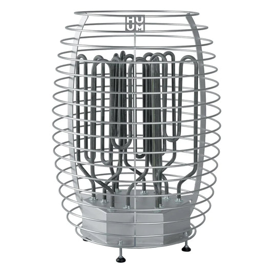 HUUM HIVE 12kW sauna heater side view showing cylindrical stone column