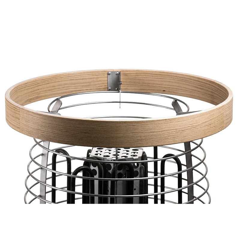 Load image into Gallery viewer, HUUM Rail H wooden safety rail surrounding HUUM HIVE sauna heater
