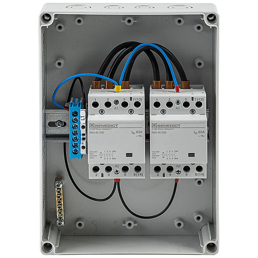 Close-up of HUUM UKU extension box wiring terminals