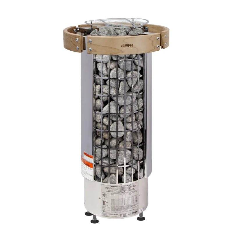 Load image into Gallery viewer, Close-up of Harvia Cilindro 11kW sauna stones inside stainless steel frame
