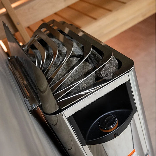 Harvia The Wall SW heater side view showing slim stainless body