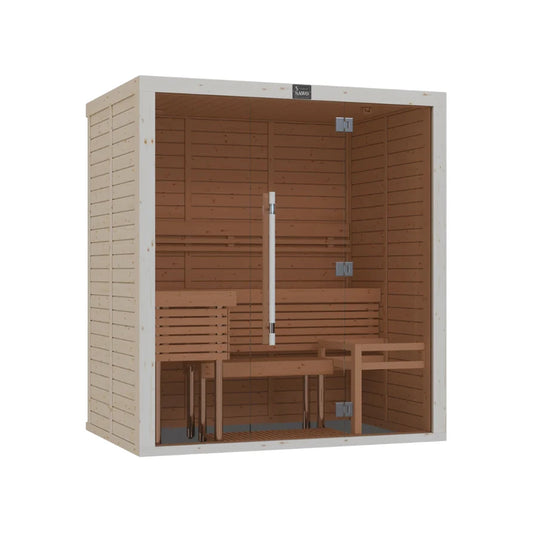 Heritage Sauna® Lux Glass 3-person indoor sauna with full glass front