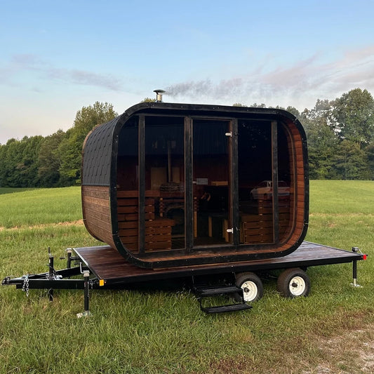 Heritage Mobile Lux Halo 6-8 person sauna trailer with HUUM heater