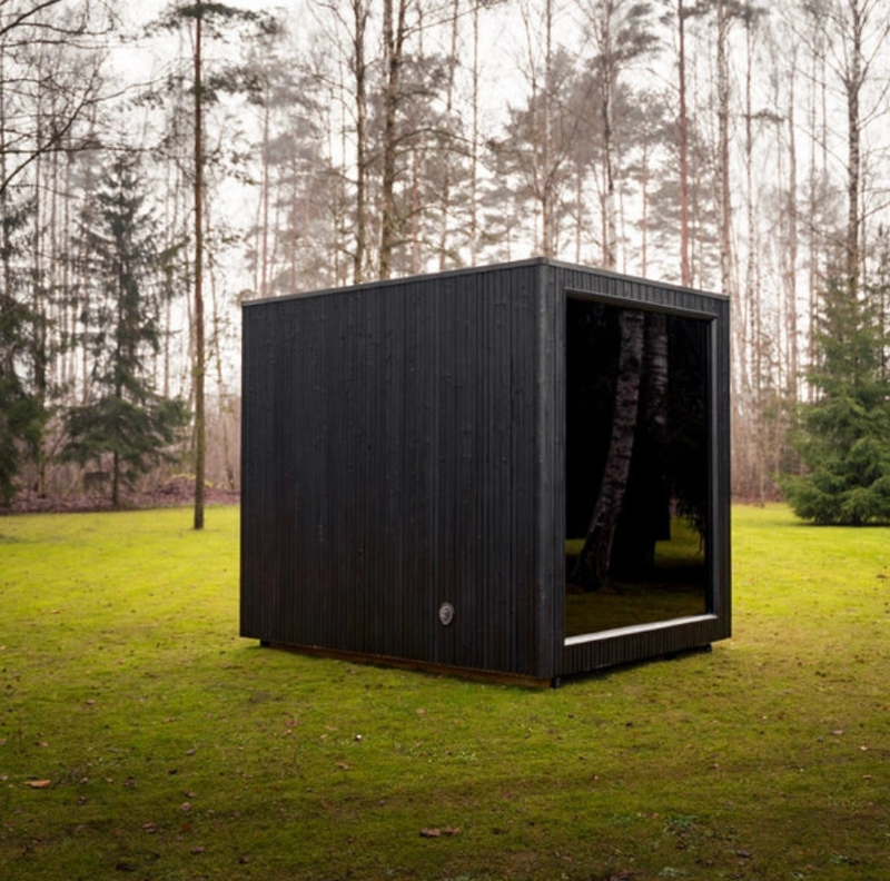 Load image into Gallery viewer, Heritage Lux Stromboli 6-8 person architectural outdoor sauna, front view
