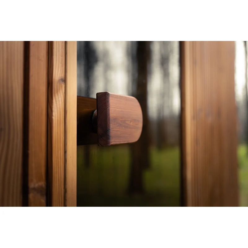 Load image into Gallery viewer, Heritage Lux Dolomiti 4-6 person sauna shwoing the door handle details
