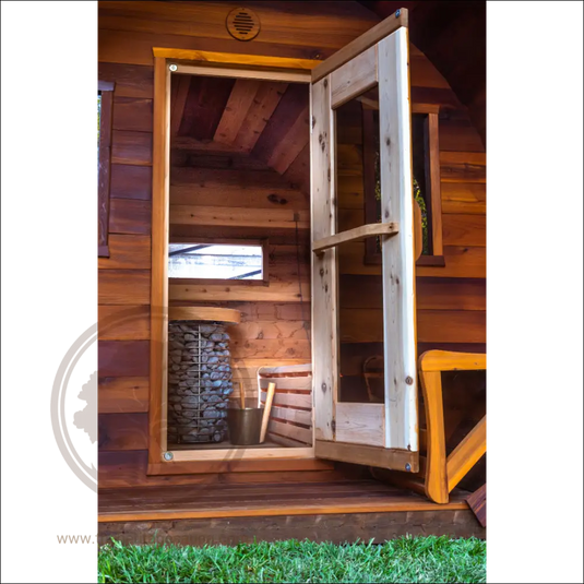 Heritage™ 4 People 7’ X 6’ Flat Barrel Sauna Outdoor