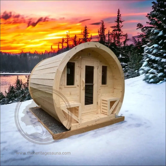 Heritage™ 6 People 7’ X 8’ Flat Barrel Sauna Outdoor