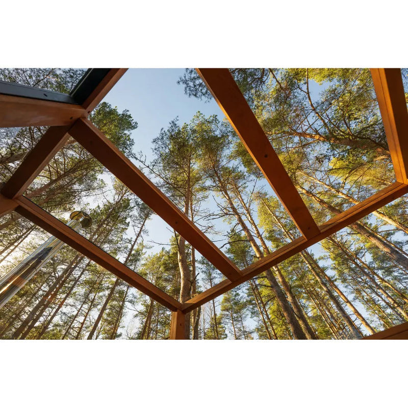 Load image into Gallery viewer, Heritage Panorama Grand 6-person outdoor sauna with panoramic glass walls
