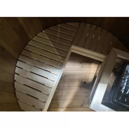 Sole 2-person sauna interior with wood bench and heater