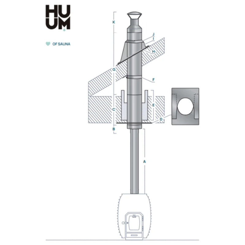 Load image into Gallery viewer, HUUM Thru-Ceiling Chimney Kit 108.3"
