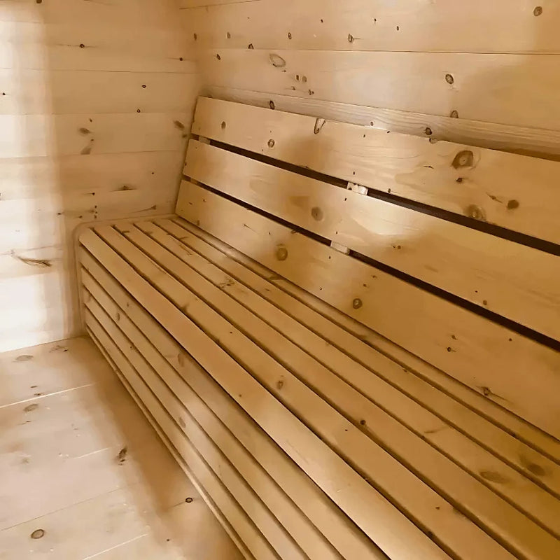 Load image into Gallery viewer, 8 Person Flat Barrel Outdoor Sauna interior bench
